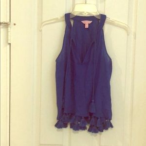 Lilly Pulitzer Royal Blue tassel racer back top.